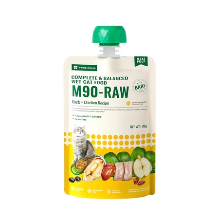FoodChain - M90全營養貓用生骨肉主食醬包 鴨+雞 80g