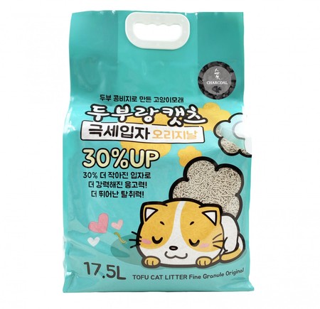 韓國 豆腐與貓 - 椰殼炭極幼條(1.5mm)豆腐貓砂 17.5L